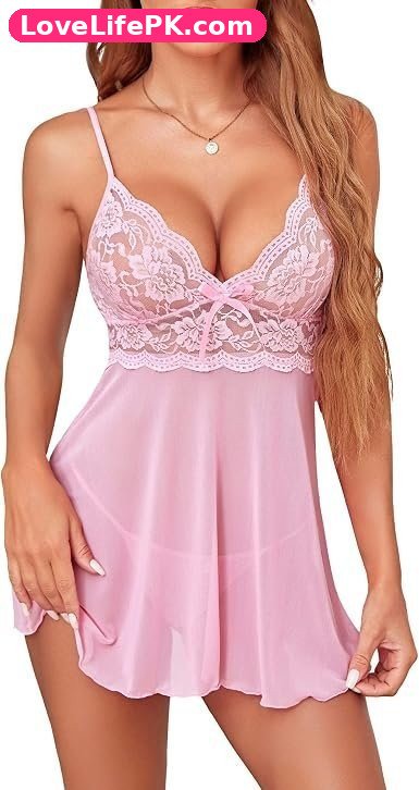 Avidlove Women’s Lace Babydoll Lingerie Set with G-String – Sheer Mesh Nightie
