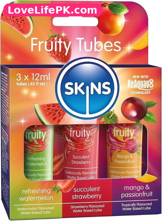 Flavored Water-Based Edible Lubricant with 3 Fruit Flavors
