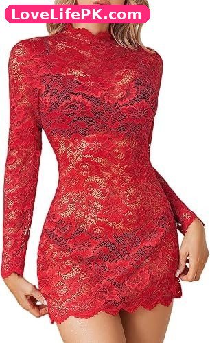 Floral Lace Sheer Mesh Bodycon Mini Dress with Long Sleeves