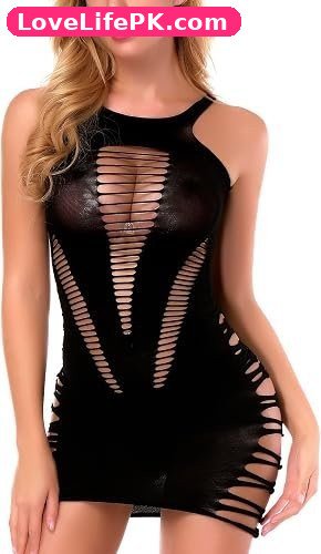 Women’s Sheer Fishnet Mini Dress – Sleeveless Bodycon Lingerie