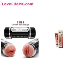 2 in 1 Double Hole Pocket Pussy + 100 Minutes Power Delay Cream Combo