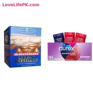 250000 Men Delay Spray + Durex Adventure Pack Condoms 144 Combo