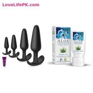 4 Piece Butt Plug Set + Aloe Cadabra Personal Lubricant Combo