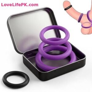 4-Piece Liquid Silicone Penis Ring Set with Metal Storage Box