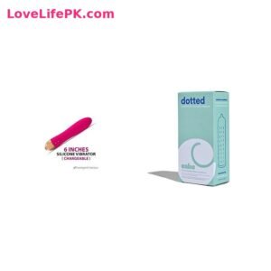6 Inch Silicone Vibrator + Cake Ribbed Condoms Combo