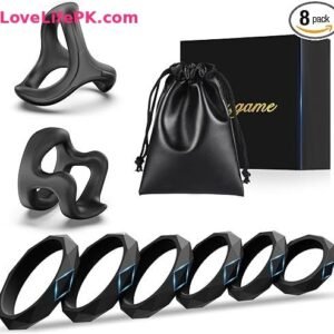 8-Piece Silicone Penis Ring Set with Multiple Sizes