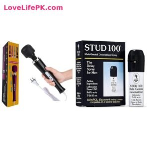 Adjustable Speed Handheld Deep Tissue Body Massager + Stud 100 Male Genital Desensitizer Spray 0.44 fl oz Combo