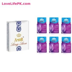 Amor Long Love Delay Cream + Durex Extra Sensitive Condoms 6 Pack Combo