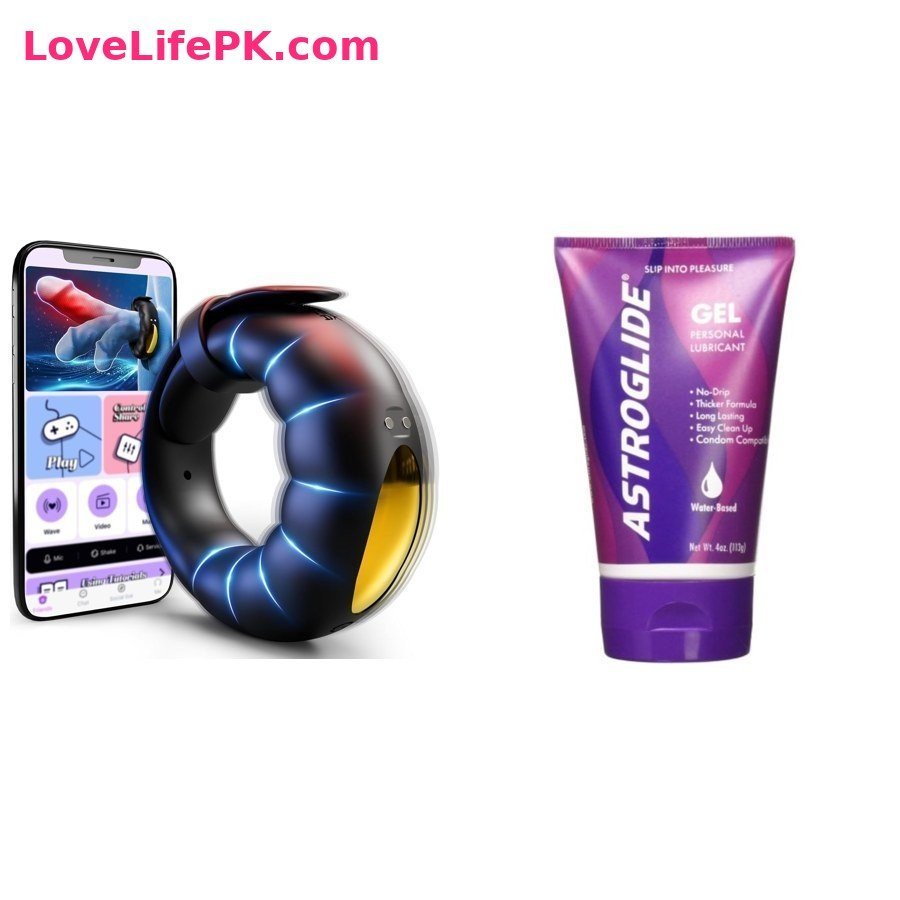 App Control Vibrating Cock Ring + Astroglide Gel Personal Lubricant Combo