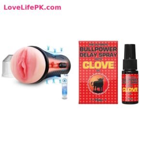 Automatic Flesh Masturbator + Bullpower Delay Spray with Clove Oil Combo