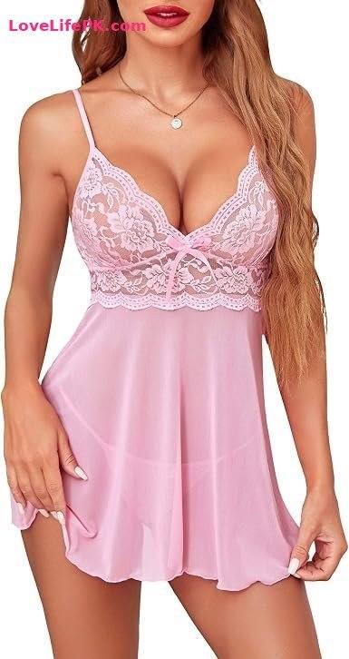 Avidlove Women’s Lace Babydoll Lingerie Set with G-String – Sheer Mesh Nightie