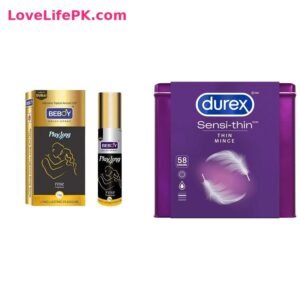 Beboy Delay Spray + Durex Sensi-Thin Condoms 58 Pack Combo