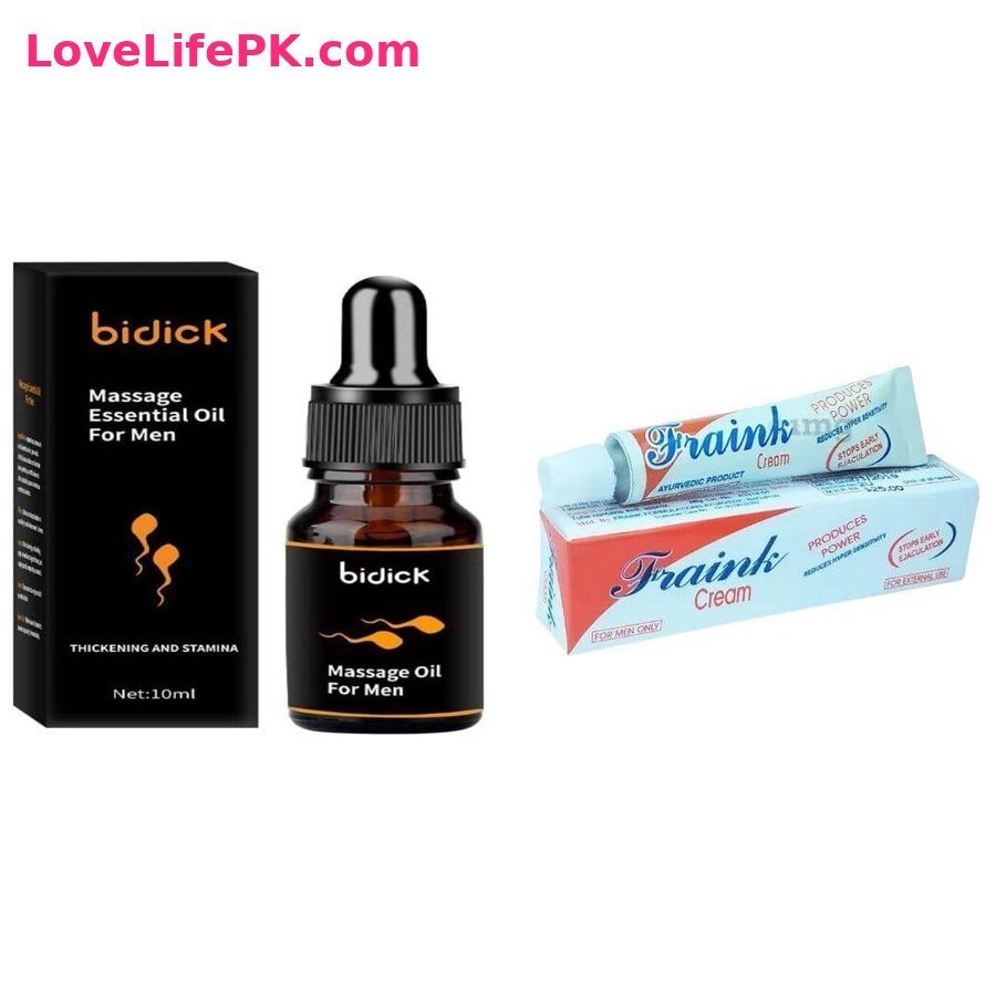 Bidick Massage Oil for Men + Fraink Delay Cream Combo
