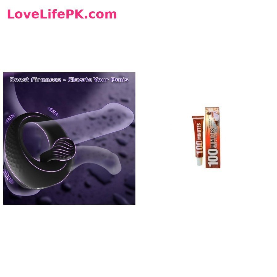 Black App Cock Ring Set + 100 Minutes Power Delay Cream Combo