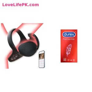 Black App Couples Vibrator + Durex Fetherlite Condoms 12 Pack Combo