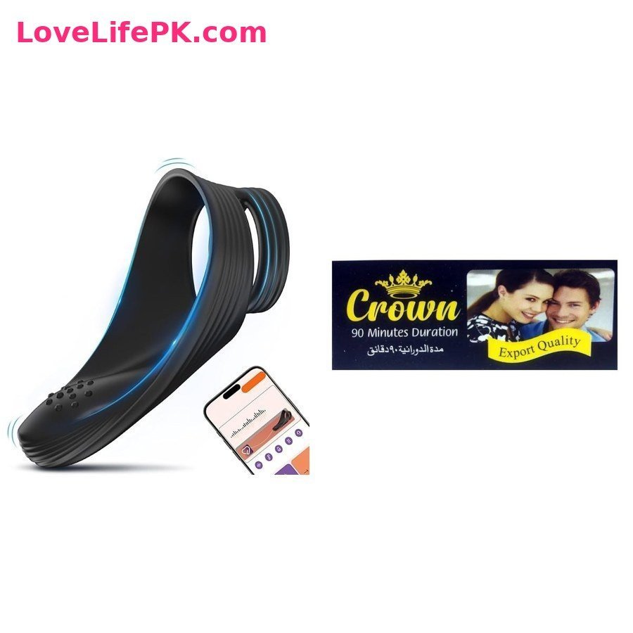 Black App Couples Vibrator + Crown Delay Cream Combo