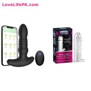 Black App Prostate Massager + Durex Performax Climax Condoms Combo