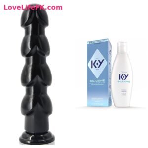 Black Beaded Anal Dildo + K-Y Silicone Lubricant Combo