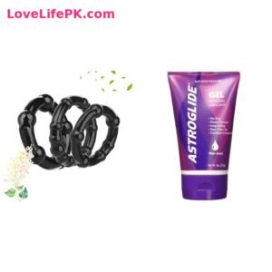 Black Beaded Cock Rings + Astroglide Gel Personal Lubricant Combo