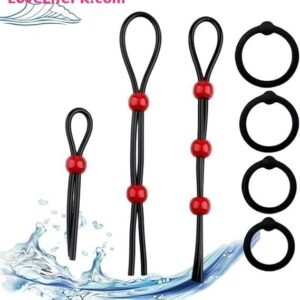 Black Cock Ring and Lasso Set