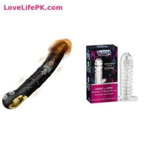 Black Gold Thrusting Dildo + Durex Performax Climax Condoms Combo