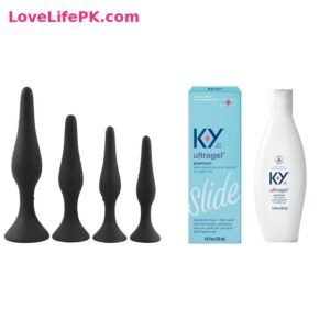 Black Graduated Butt Plug Set + KY Ultragel Slide Lubricant Combo