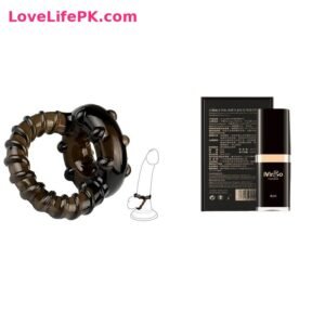 Black Textured Cock Ring + iVirGo Delay Spray Combo