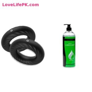 Black Twisted Double Cock Ring + Lynk Anal Lubricant Combo