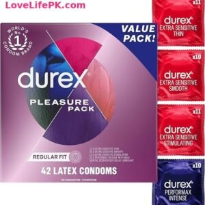 Durex Pleasure Pack Assorted Condoms for Men – 42 Count Latex Condoms