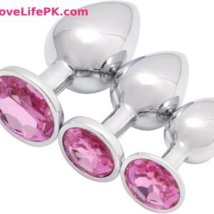 Metal Butt Plugs with Pink Gems