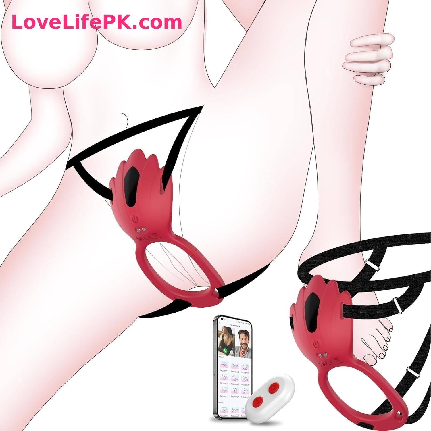 Red Strap-On Vibrator Set