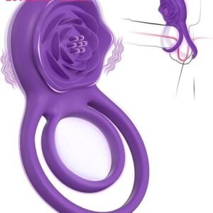 Rose Vibrating Penis Ring with Dual-Ring Design and 7 Vibration Modes