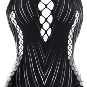 Women’s Fishnet Chemise Dress – Sheer Mesh V-Neck Bodysuit Style
