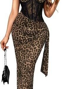 ChiaoLezhee Women’s Sexy Lace Bustier Maxi Dress with Built-In Bra