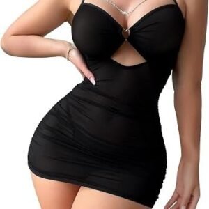 Women’s Sheer Lingerie Dress and Thong 2-Piece Set