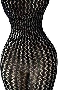 Women’s Sheer Mesh Tie-Back Bodycon Chemise Dress – Hollow-Out Lingerie